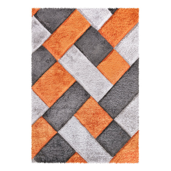 Metro Lane Geometric Design Thick Shaggy Rugs Soft Living Room Bedroom